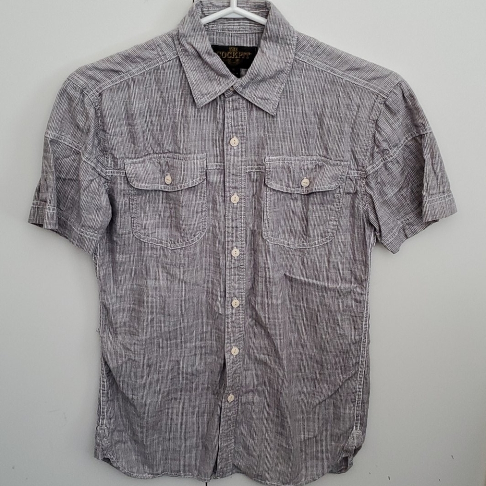 Grey short sleeve button down